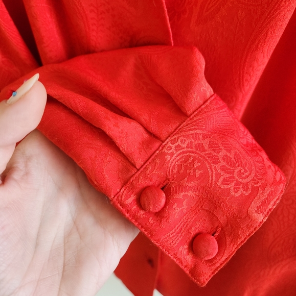 2/$30 Vintage Silky Red Blouse - Picture 5 of 10